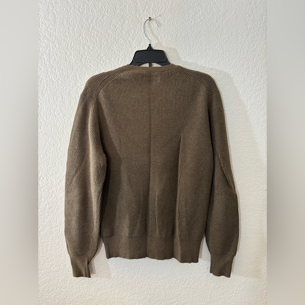 ALLSAINTS Rias Crew Waffle Knit Sweater Brown Men’s Medium Organic Cotton - Picture 4 of 7